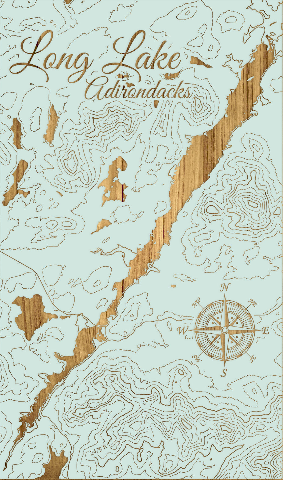 FP1112 - Long Lake Engraved Map (Silver)