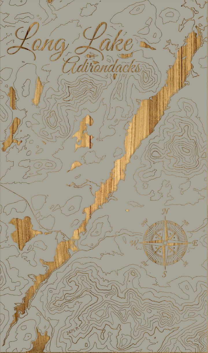 FP1112 - Long Lake Engraved Map (Silver)