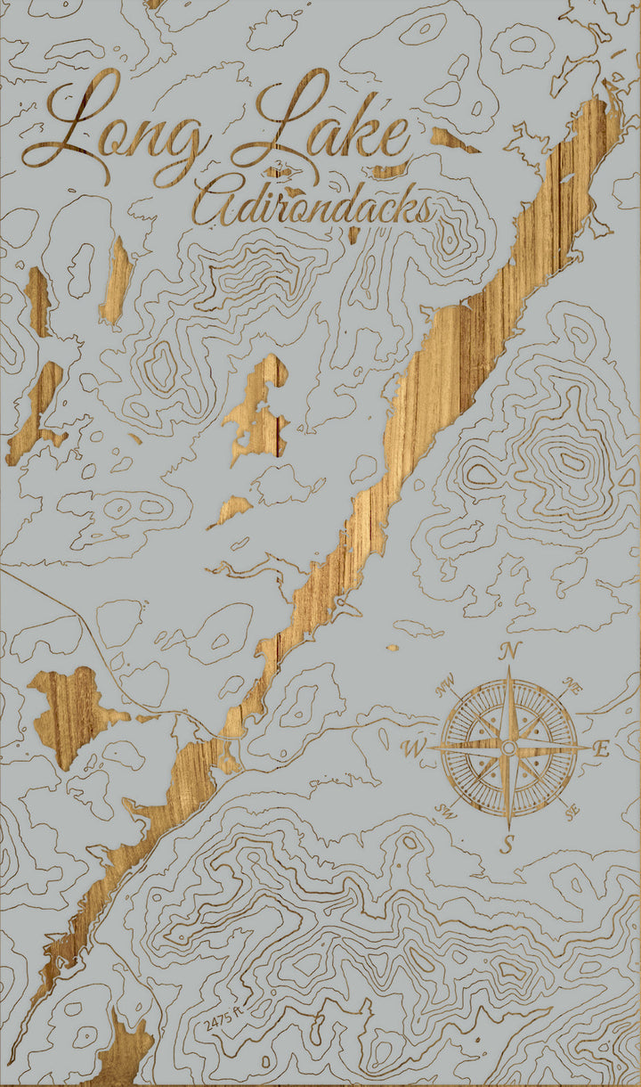 FP1112 - Long Lake Engraved Map (Silver)
