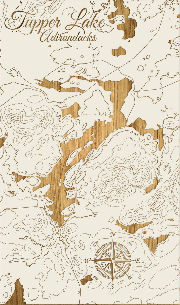 FP1112 - Tupper Lake Engraved Map (Silver)