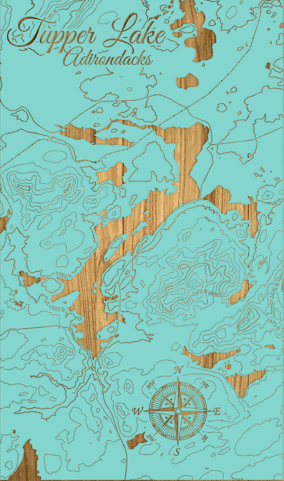 FP1112 - Tupper Lake Engraved Map (Silver)