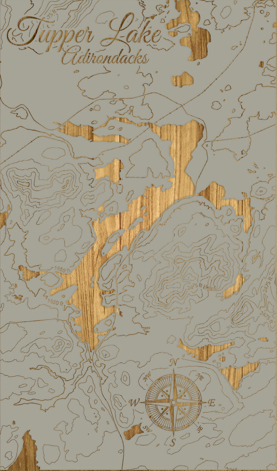 FP1112 - Tupper Lake Engraved Map (Silver)