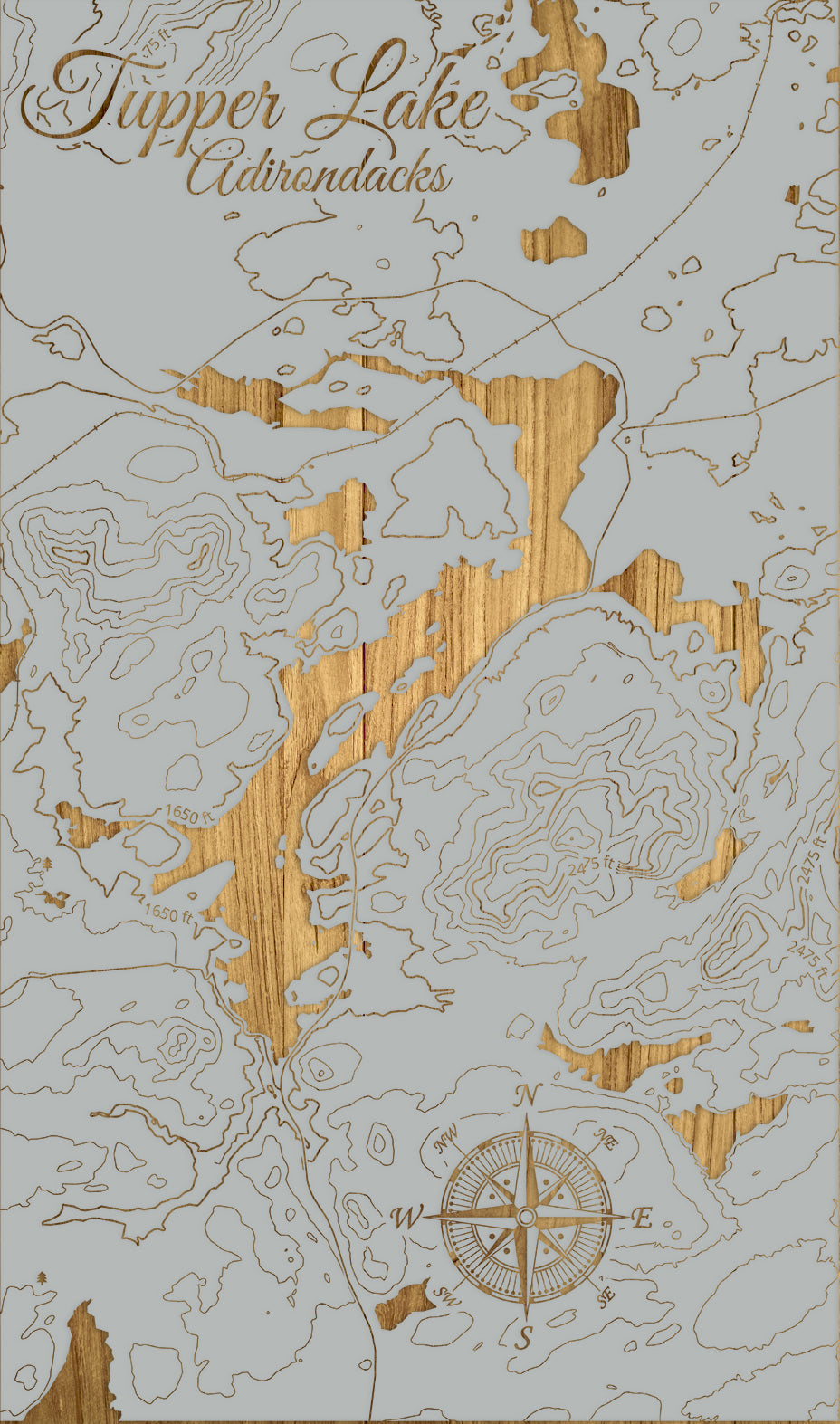 FP1112 - Tupper Lake Engraved Map (Silver)