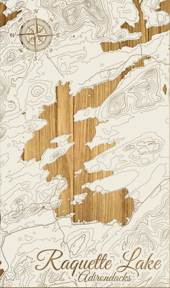 FP1112 - Raquette Lake Engraved Map (Silver)