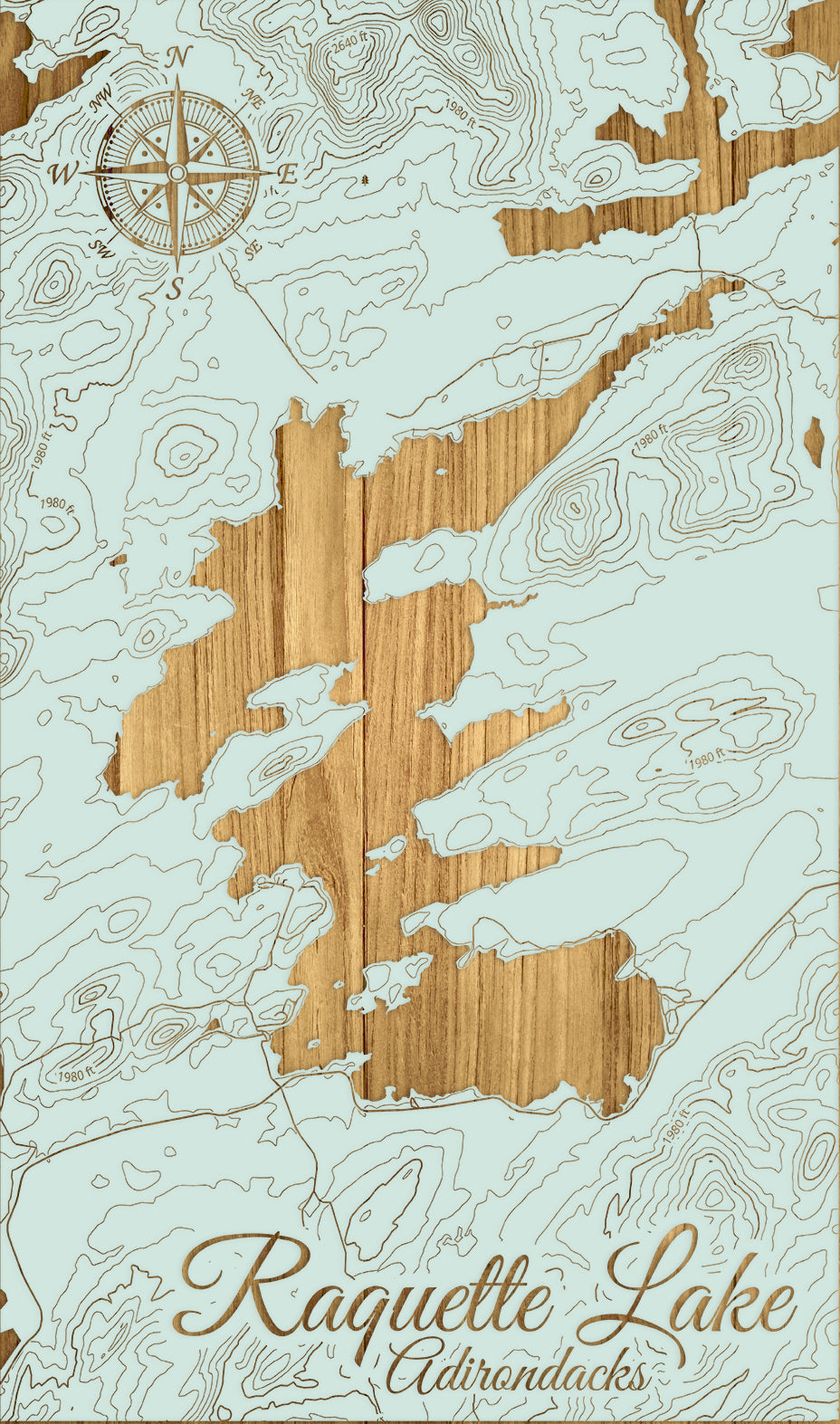 FP1112 - Raquette Lake Engraved Map (Silver)