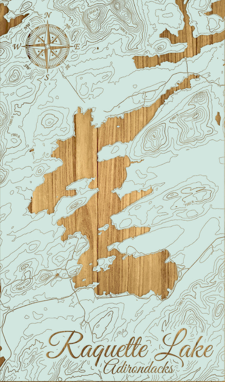 FP1112 - Raquette Lake Engraved Map (Silver)