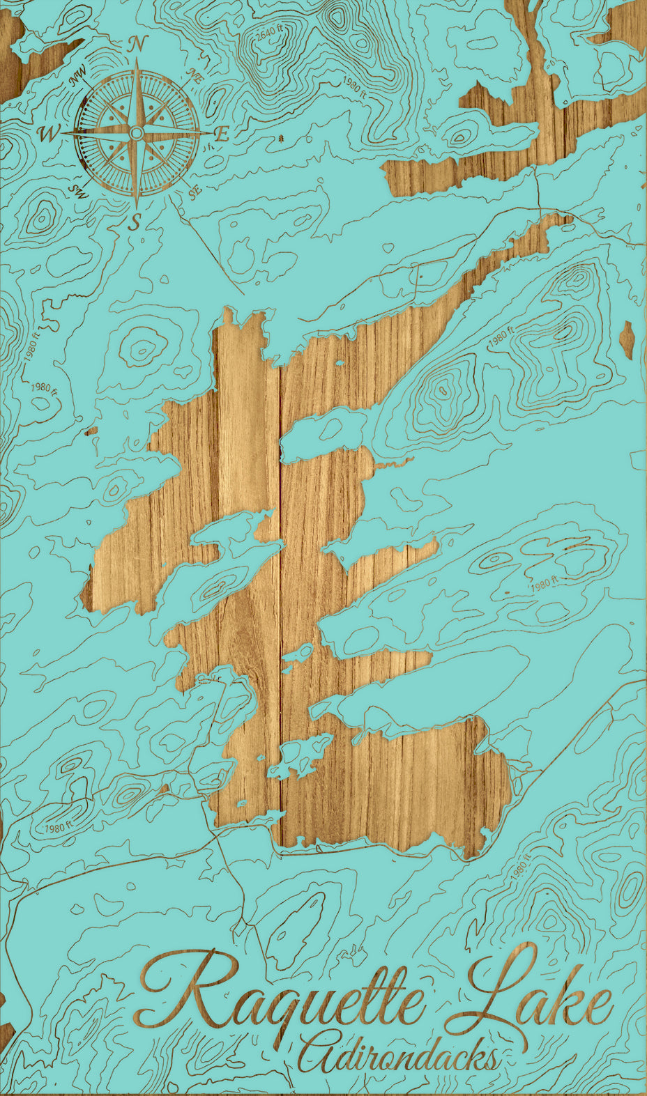 FP1112 - Raquette Lake Engraved Map (Silver)