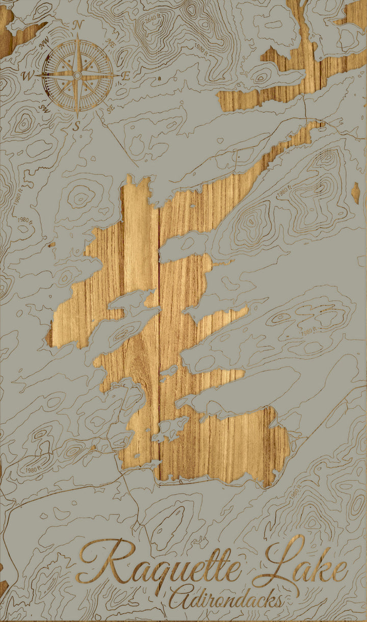 FP1112 - Raquette Lake Engraved Map (Silver)