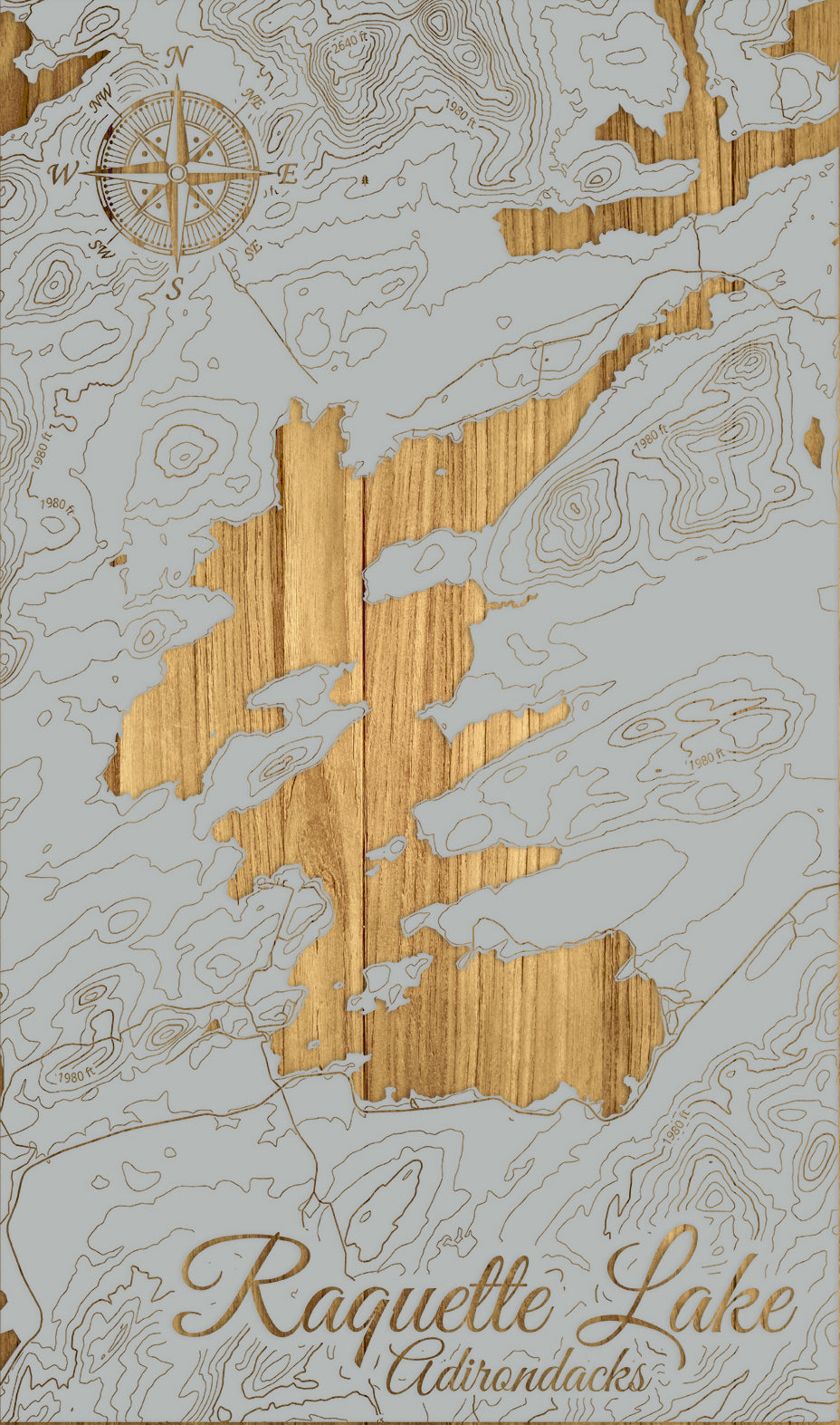 FP1112 - Raquette Lake Engraved Map (Silver)