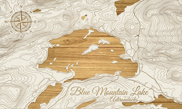 FP1112 - Blue Mountain Lake Engraved Map (Silver)