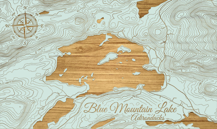 FP1112 - Blue Mountain Lake Engraved Map (Silver)