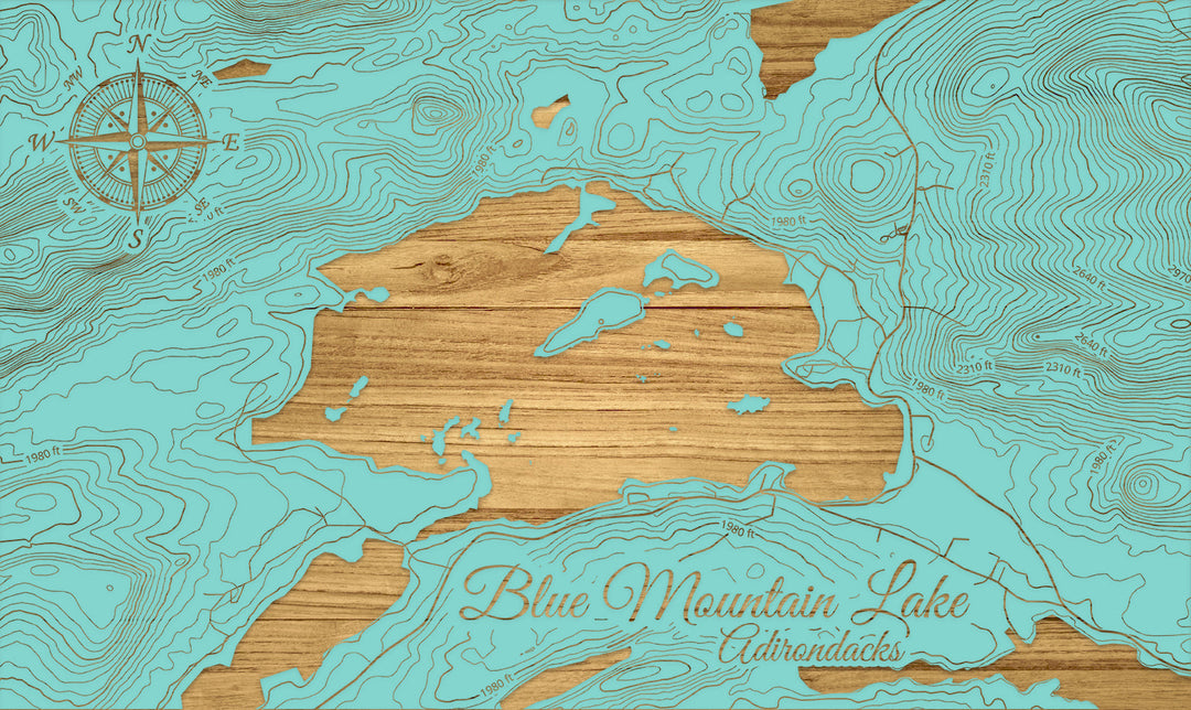 FP1112 - Blue Mountain Lake Engraved Map (Silver)