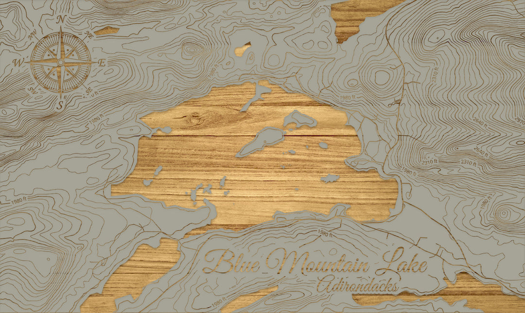 FP1112 - Blue Mountain Lake Engraved Map (Silver)