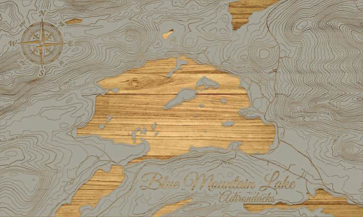 FP1112 - Blue Mountain Lake Engraved Map (Silver)