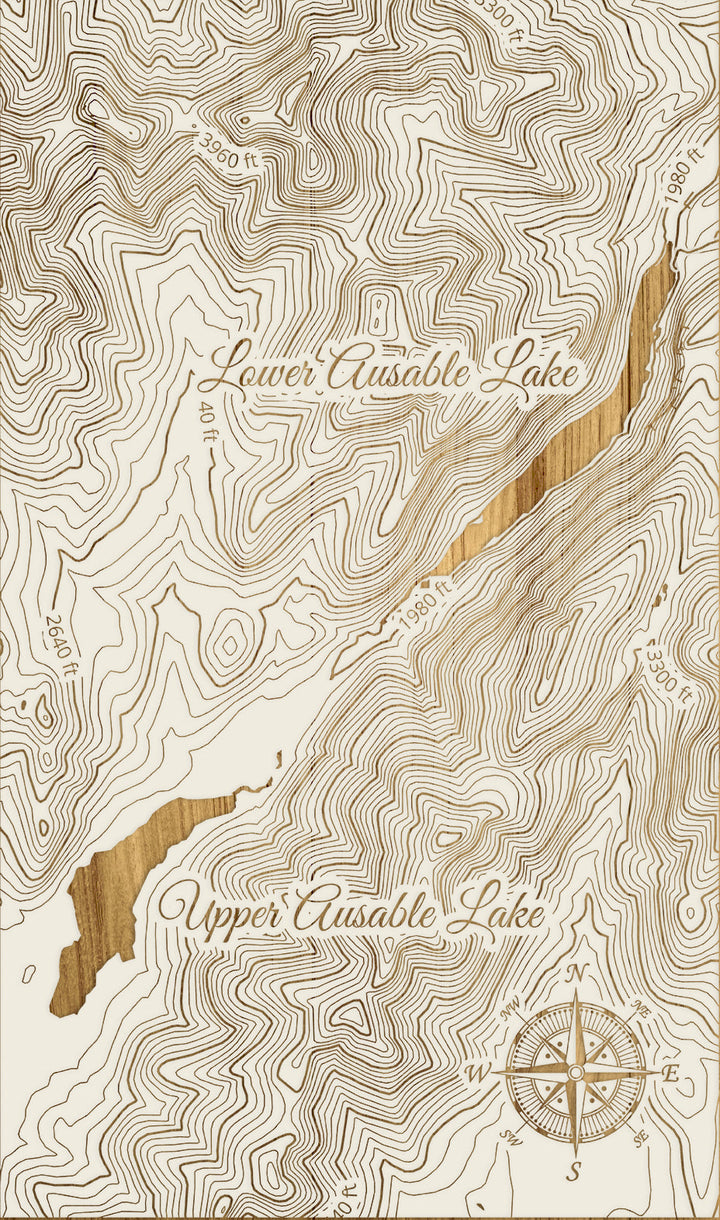 FP1112 - Ausable Lakes Engraved Map (Silver)
