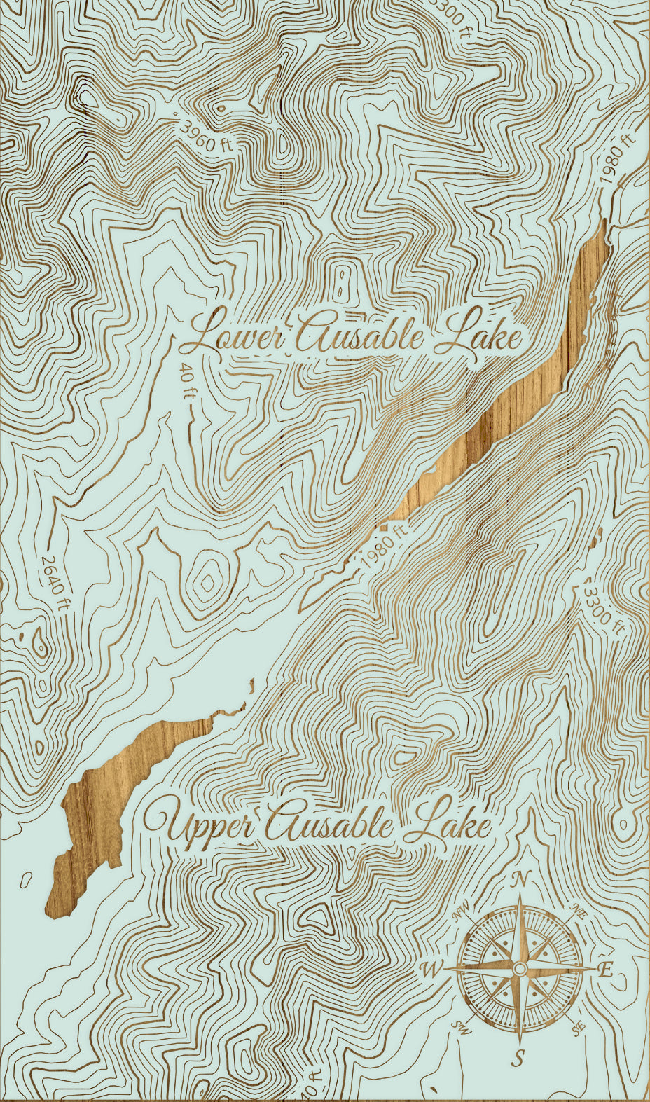 FP1112 - Ausable Lakes Engraved Map (Silver)