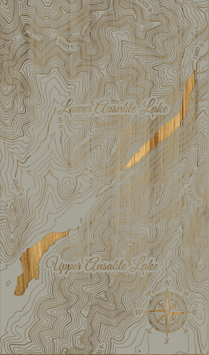 FP1112 - Ausable Lakes Engraved Map (Silver)