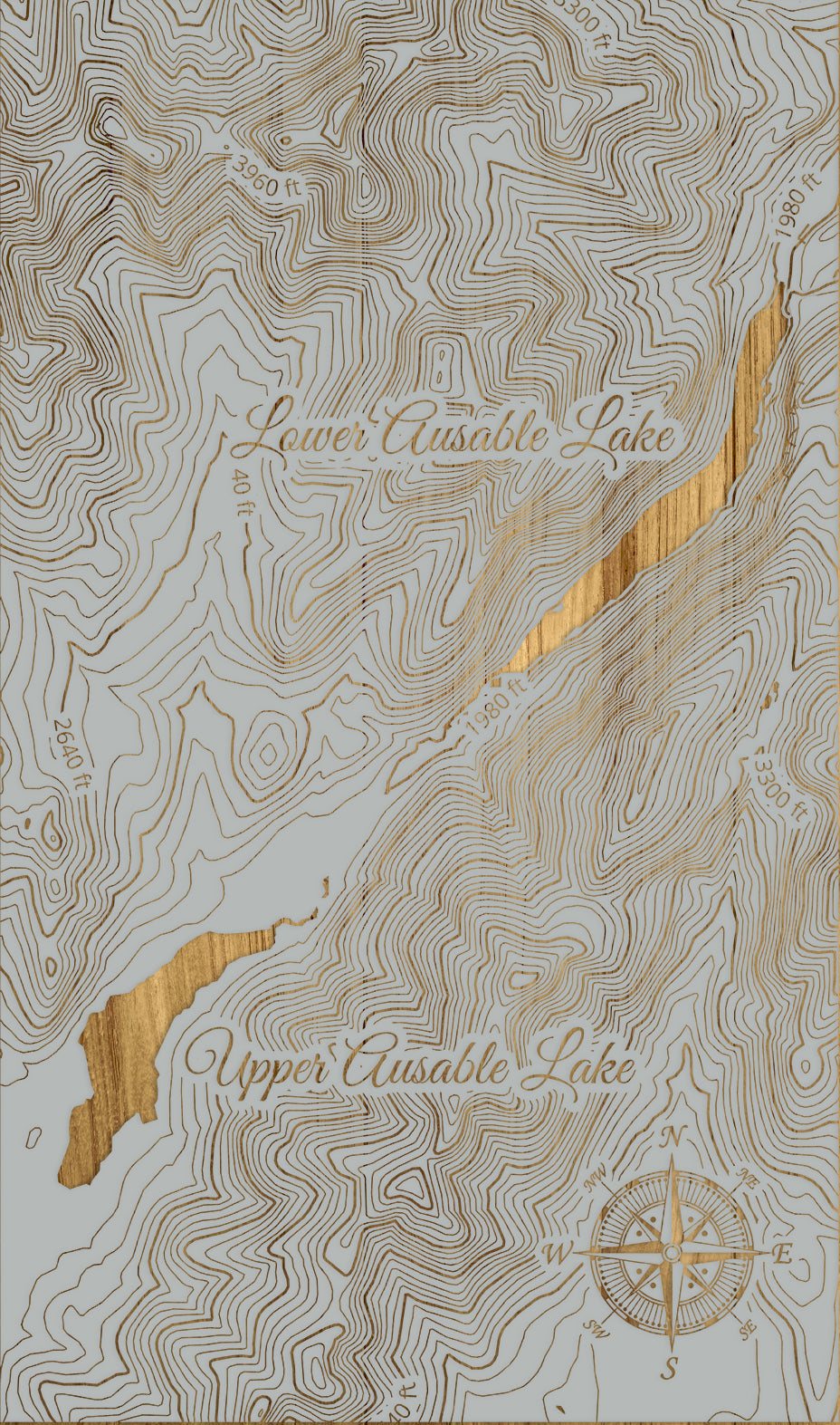 FP1112 - Ausable Lakes Engraved Map (Silver)