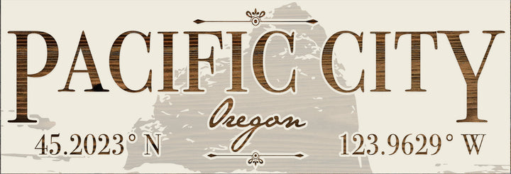 FP0879 - Pacific City, OR Engraved Panoramic Coordinate Sign (Standard)