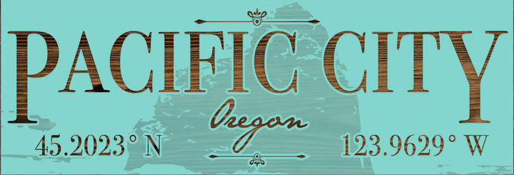 FP0879 - Pacific City, OR Engraved Panoramic Coordinate Sign (Standard)