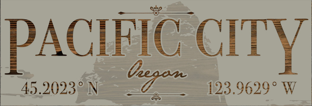 FP0879 - Pacific City, OR Engraved Panoramic Coordinate Sign (Standard)