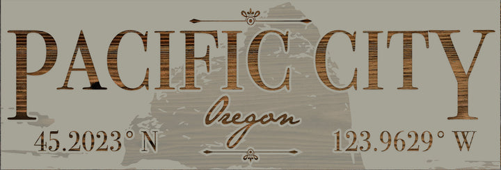 FP0879 - Pacific City, OR Engraved Panoramic Coordinate Sign (Standard)