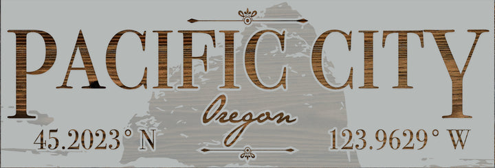 FP0879 - Pacific City, OR Engraved Panoramic Coordinate Sign (Standard)