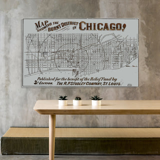 Chicago, Illinois "Burnt District" Map - Fire & Pine