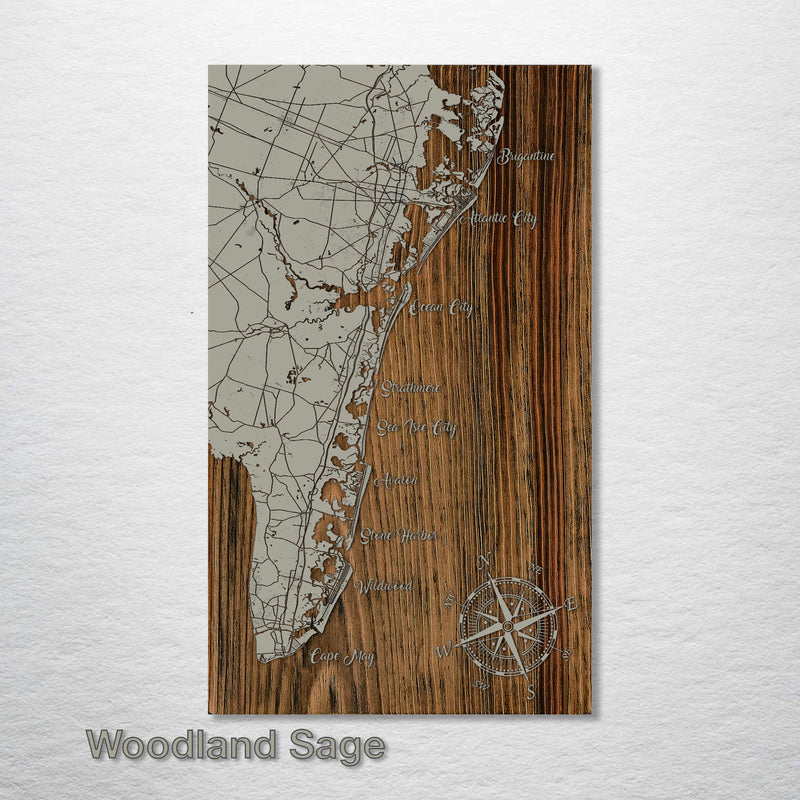 Atlantic City, NJ to Cape May, NJ Whimsical Map - Fire & Pine