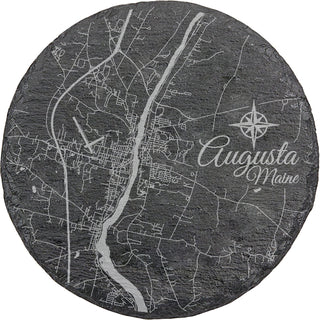 Augusta, Maine Round Slate Coaster