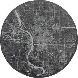 Bismarck, North Dakota Round Slate Coaster