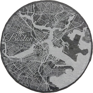 Boston, Massachusetts Round Slate Coaster