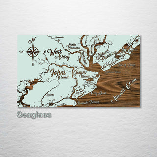 Charleston to Kiawah, South Carolina Whimsical Map - Fire & Pine