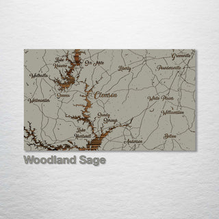 Clemson, South Carolina Whimsical Map - Fire & Pine