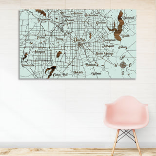 Dallas, Texas Whimsical Map - Fire & Pine