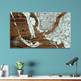 Fort Myers, Florida Whimsical Map - Fire & Pine