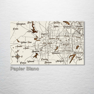Fort Worth, Texas Whimsical Map - Fire & Pine