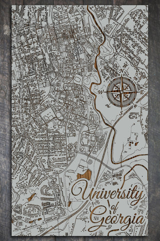 Exclusive - University of Georgia Engraved Wood Wall Map
