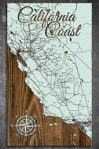 Exclusive - Get Gifty Cali Coast Engraved Wood Wall Map