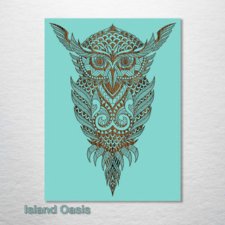 Geometric Owl Abstract - Fire & Pine