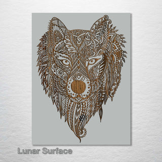 Geometric Wolf Abstract - Fire & Pine