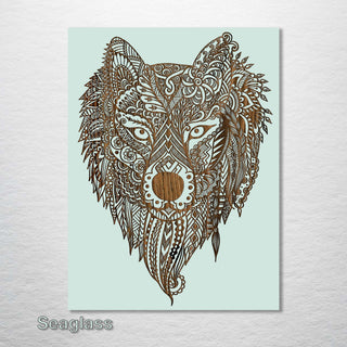 Geometric Wolf Abstract - Fire & Pine