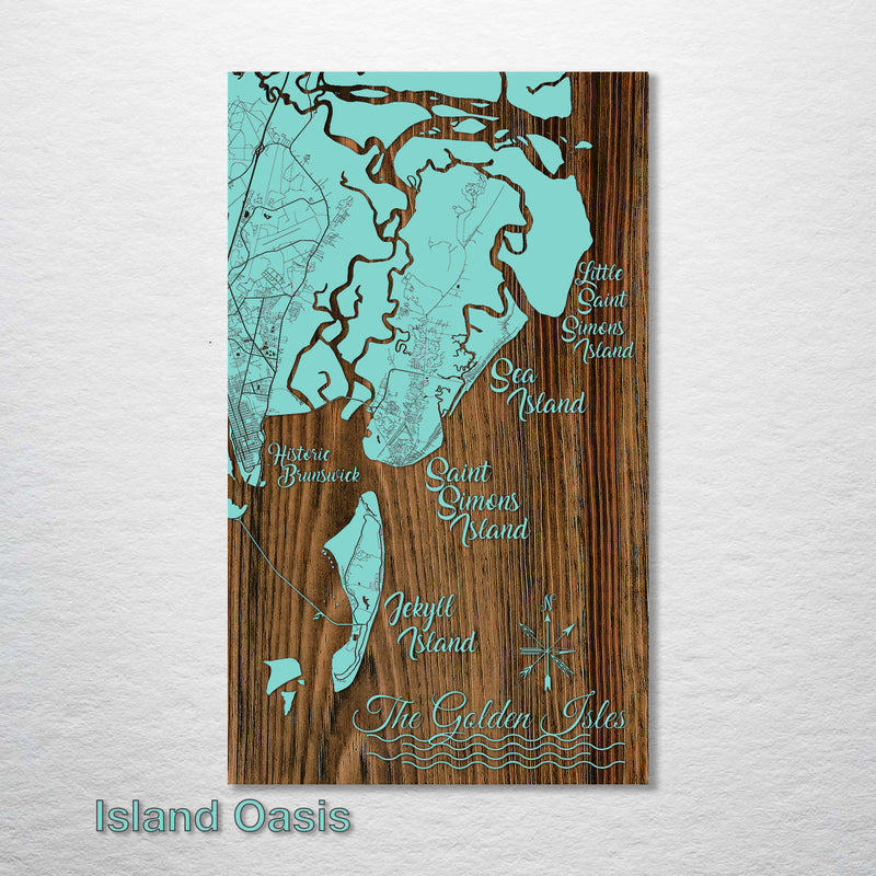 Golden Isles, Georgia Whimsical Map - Fire & Pine