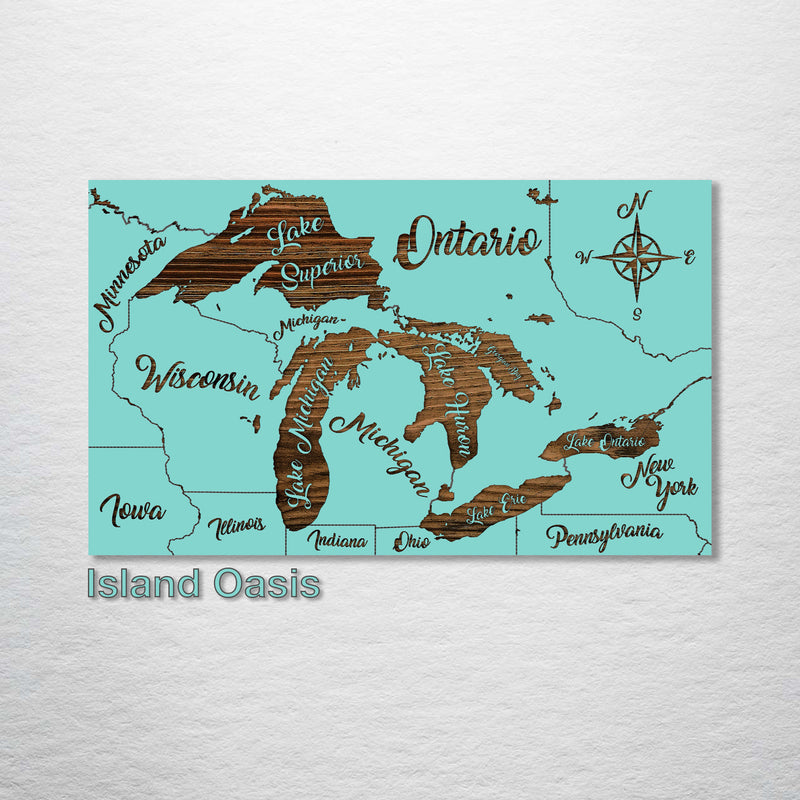 Great Lakes Whimsical Map - Fire & Pine