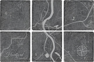 Hartford, Connecticut Square Slate Coaster