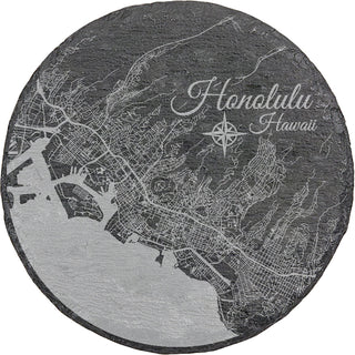 Honolulu, Hawaii Round Slate Coaster