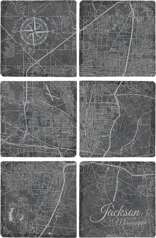 Jackson, Mississippi Square Slate Coaster