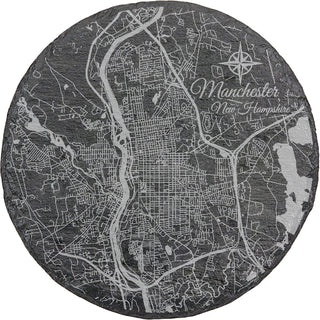 Manchester, New Hampshire Round Slate Coaster