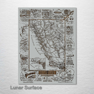 Historic Map of California Roads for Cyclers - Fire & Pine