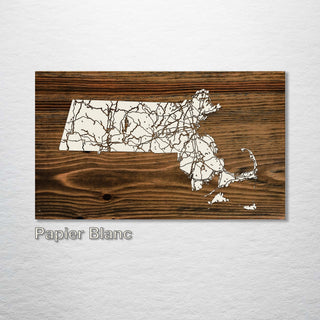 Massachusetts Isolated Map - Fire & Pine